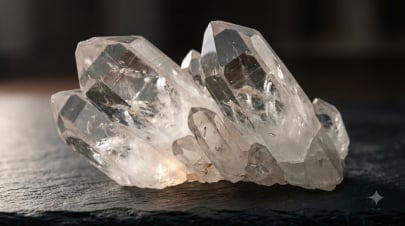 Clear quartz crystal cluster